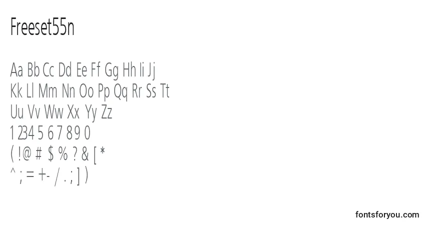 Schriftart Freeset55n – Alphabet, Zahlen, spezielle Symbole