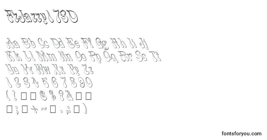 A fonte FzJazzy173D – alfabeto, números, caracteres especiais