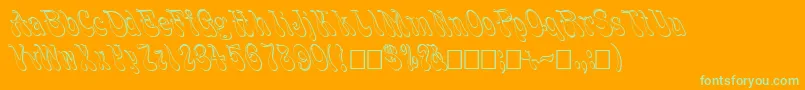 FzJazzy173D-Schriftart – Grüne Schriften auf orangefarbenem Hintergrund