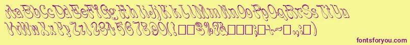 FzJazzy173D-Schriftart – Violette Schriften auf gelbem Hintergrund