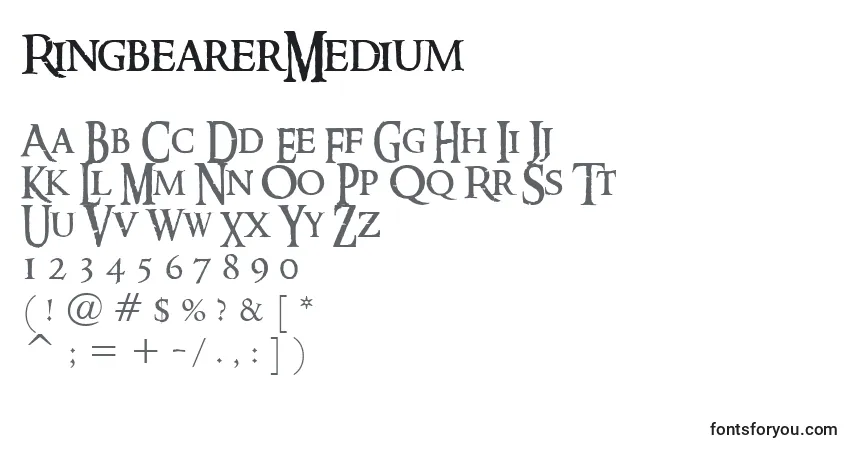 A fonte RingbearerMedium – alfabeto, números, caracteres especiais