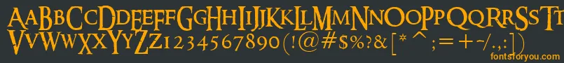 フォントRingbearerMedium – 黒い背景にオレンジの文字