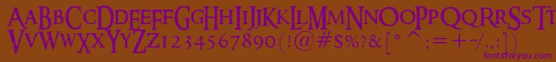 RingbearerMedium Font – Purple Fonts on Brown Background