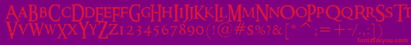 RingbearerMedium Font – Red Fonts on Purple Background