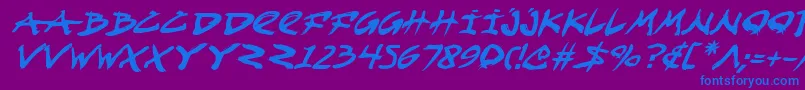 FightKidItalic-Schriftart – Blaue Schriften auf violettem Hintergrund