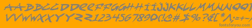Lisätietoja FightKidItalic-fontista FightKidItalic-fontti – harmaat kirjasimet oranssilla taustalla