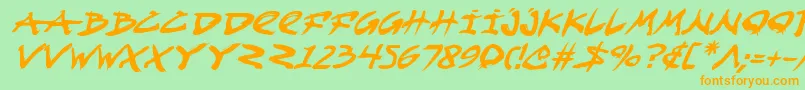 FightKidItalic-Schriftart – Orangefarbene Schriften auf grünem Hintergrund