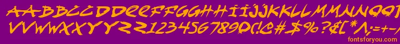 FightKidItalic-Schriftart – Orangefarbene Schriften auf violettem Hintergrund