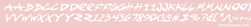 FightKidItalic-Schriftart – Weiße Schriften auf rosa Hintergrund