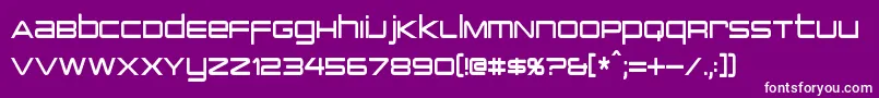 Fonte PcapTerminalCondensed – fontes brancas em um fundo violeta