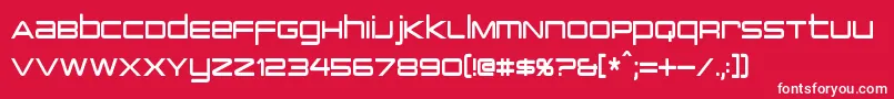 Fonte PcapTerminalCondensed – fontes brancas em um fundo vermelho