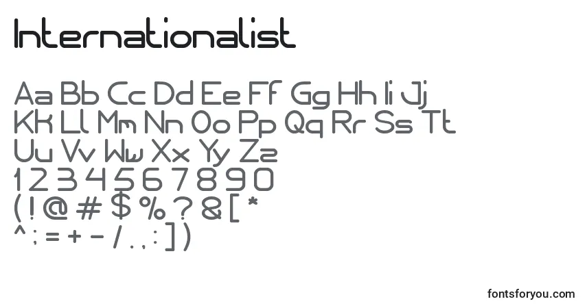 A fonte Internationalist – alfabeto, números, caracteres especiais