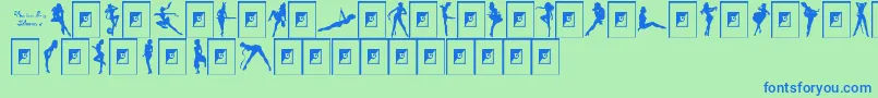 Fonte Darrianssexysilhouettes – fontes azuis em um fundo verde