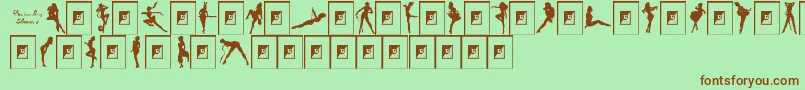 Darrianssexysilhouettes-fontti – ruskeat fontit vihreällä taustalla