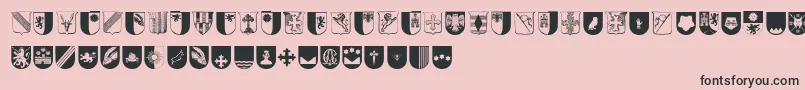 Wappen-Schriftart – Schwarze Schriften auf rosa Hintergrund