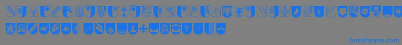 Wappen-Schriftart – Blaue Schriften auf grauem Hintergrund