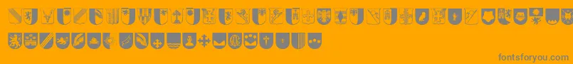 Wappen-Schriftart – Graue Schriften auf orangefarbenem Hintergrund