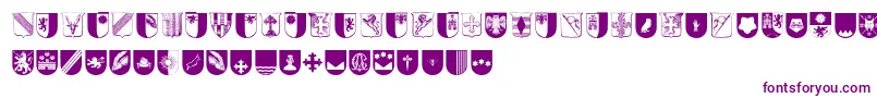 Wappen-Schriftart – Violette Schriften auf weißem Hintergrund