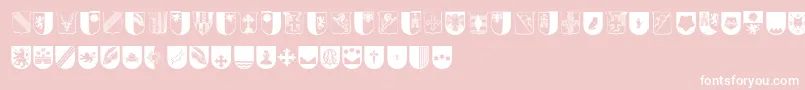 Wappen-Schriftart – Weiße Schriften auf rosa Hintergrund