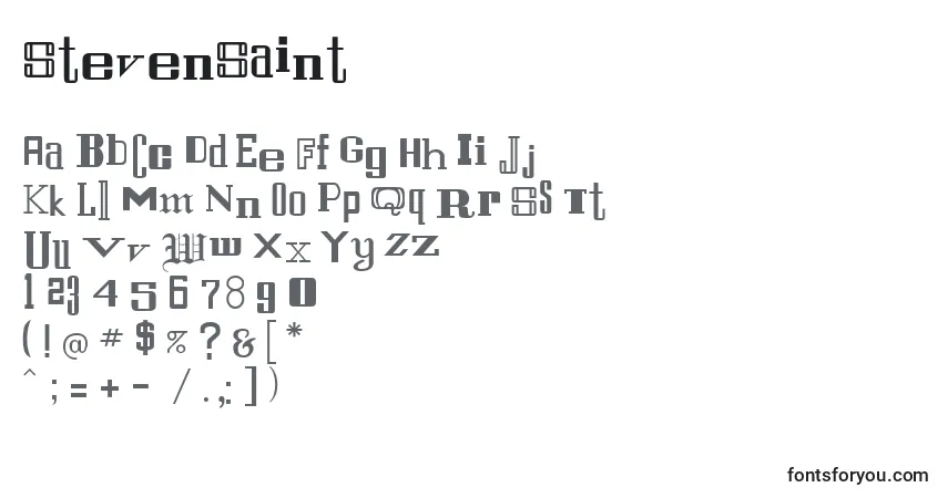 Schriftart StevenSaint – Alphabet, Zahlen, spezielle Symbole