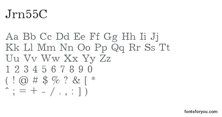 A fonte Jrn55C – alfabeto, números, caracteres especiais