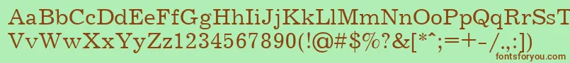 フォントJrn55C – 緑の背景に茶色のフォント