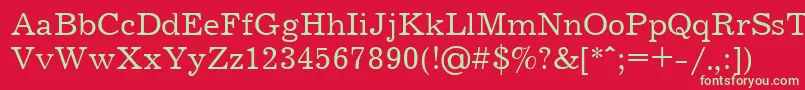 フォントJrn55C – 赤い背景に緑の文字