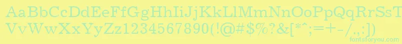 フォントJrn55C – 黄色い背景に緑の文字
