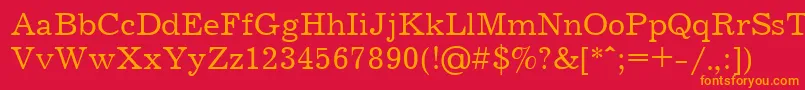 フォントJrn55C – 赤い背景にオレンジの文字