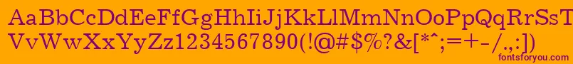 Fonte Jrn55C – fontes roxas em um fundo laranja