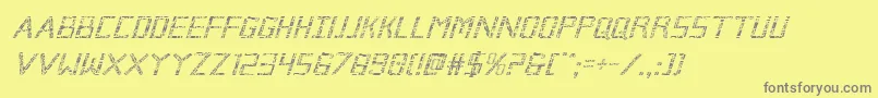 Brokencyborgital-Schriftart – Graue Schriften auf gelbem Hintergrund
