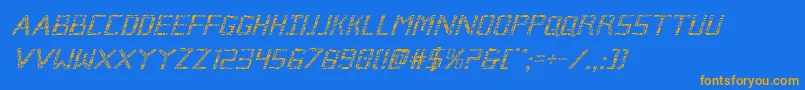 Brokencyborgital Font – Orange Fonts on Blue Background