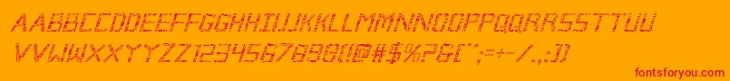 Brokencyborgital Font – Red Fonts on Orange Background