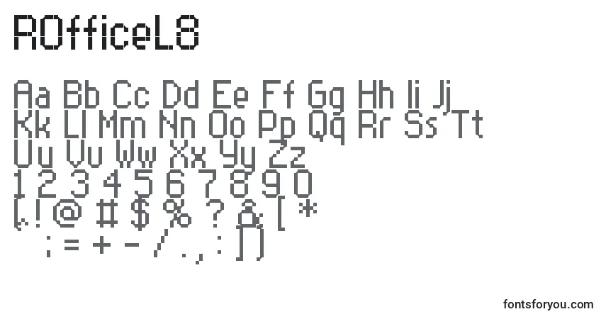 Schriftart ROfficeL8 – Alphabet, Zahlen, spezielle Symbole