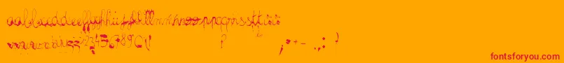 French-Schriftart – Rote Schriften auf orangefarbenem Hintergrund