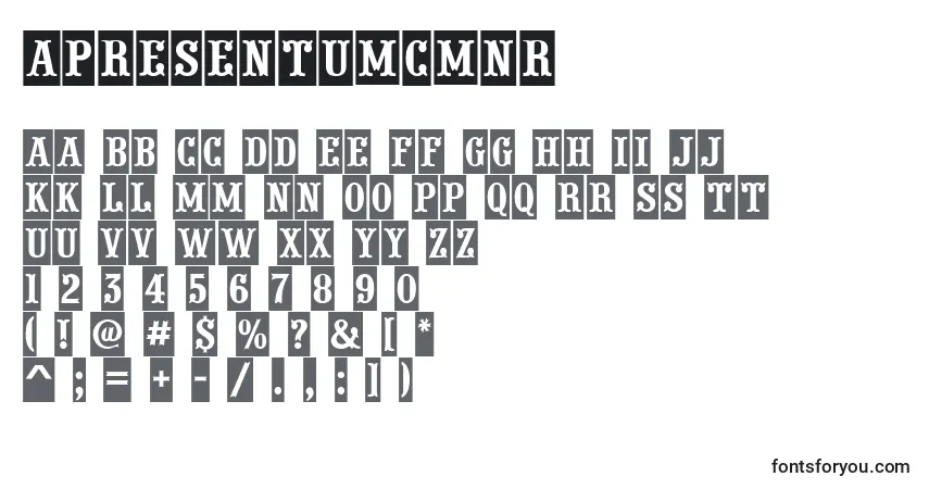 Czcionka APresentumcmnr – alfabet, cyfry, specjalne znaki