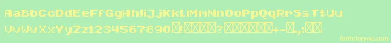 MasaakiRegular-Schriftart – Gelbe Schriften auf grünem Hintergrund