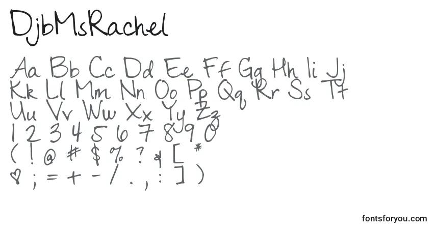 A fonte DjbMsRachel – alfabeto, números, caracteres especiais