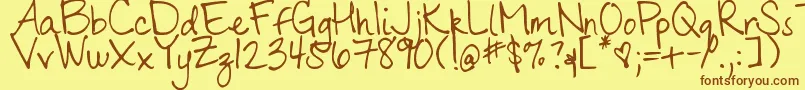 DjbMsRachel Font – Brown Fonts on Yellow Background