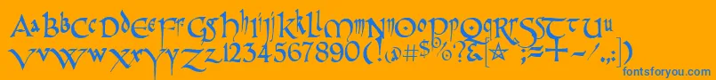 フォントPrCelticNarrow – オレンジの背景に青い文字