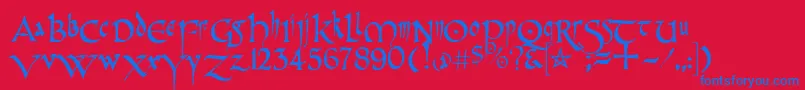 PrCelticNarrow Font – Blue Fonts on Red Background