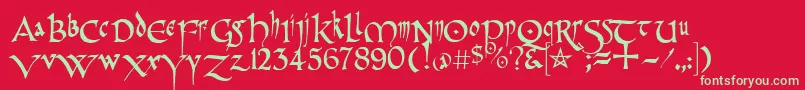 PrCelticNarrow Font – Green Fonts on Red Background