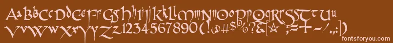 フォントPrCelticNarrow – 茶色の背景にピンクのフォント
