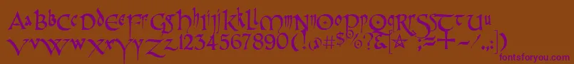 フォントPrCelticNarrow – 紫色のフォント、茶色の背景