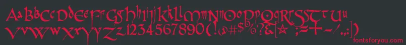 PrCelticNarrow Font – Red Fonts on Black Background