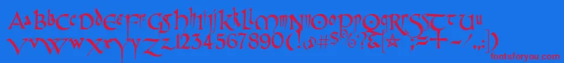 PrCelticNarrow Font – Red Fonts on Blue Background