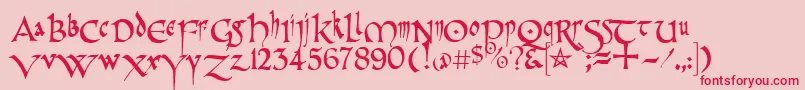 フォントPrCelticNarrow – ピンクの背景に赤い文字