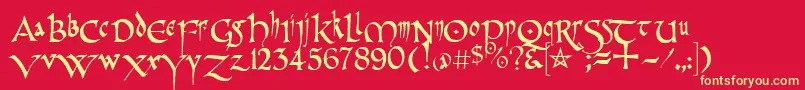 PrCelticNarrow Font – Yellow Fonts on Red Background