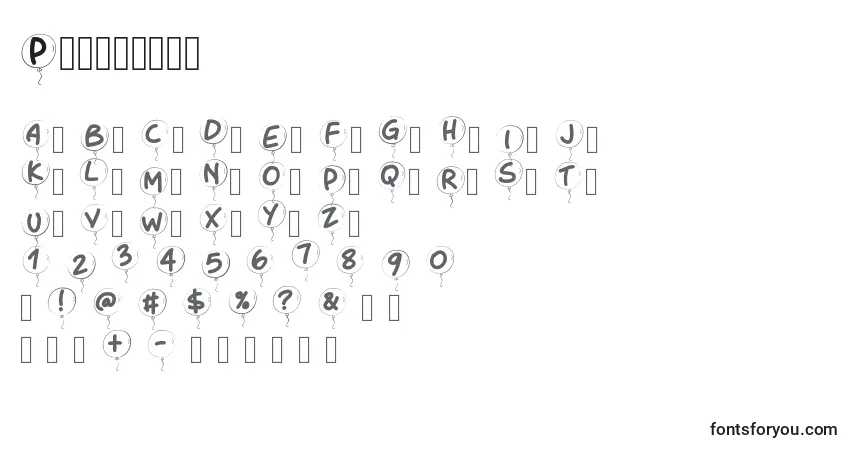 A fonte Pwballoon – alfabeto, números, caracteres especiais