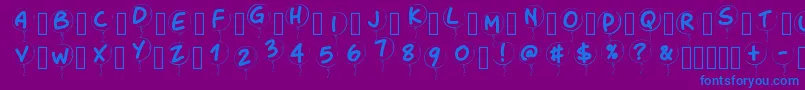 Pwballoon Font – Blue Fonts on Purple Background